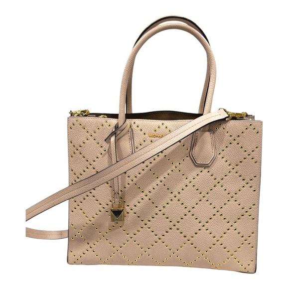 Michael Kors MERCER STUD & GROMMET LARGE CONVERTIBLE TOTE Pink Handbag - Picture 6 of 8